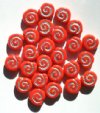 25 12mm Opaque Orange Disks and Silver Glass Swirl Disk Beads